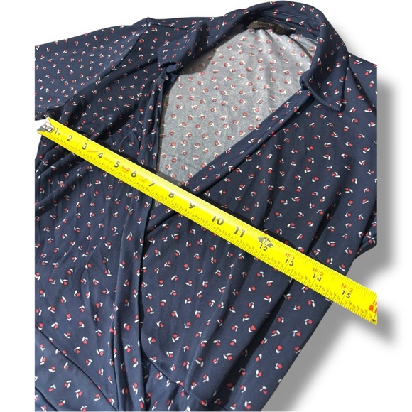 The Limited Navy Long Sleeve Printed Mini Wrap Dress With Collar - Picture 8 of 14